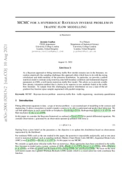 MCMC for a hyperbolic Bayesian inverse problem in traffic flow modelling