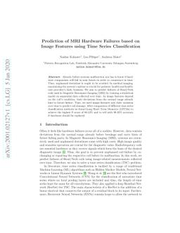 Prediction of MRI Hardware Failures based on Image Features using Time
  Series Classification