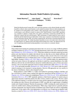 Information Theoretic Model Predictive Q-Learning
