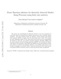 Exact Bayesian inference for discretely observed Markov Jump Processes
  using finite rate matrices