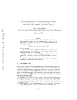 VC-dimensions of nondeterministic finite automata for words of equal
  length