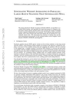 Stochastic Weight Averaging in Parallel: Large-Batch Training that
  Generalizes Well