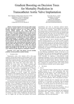 Gradient Boosting on Decision Trees for Mortality Prediction in
  Transcatheter Aortic Valve Implantation
