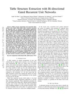 Table Structure Extraction with Bi-directional Gated Recurrent Unit
  Networks