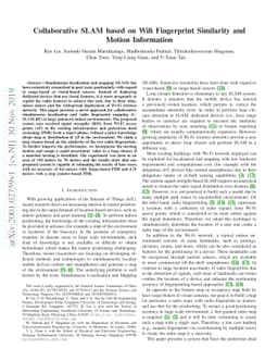 Collaborative SLAM based on Wifi Fingerprint Similarity and Motion
  Information