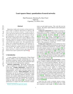 Least squares binary quantization of neural networks