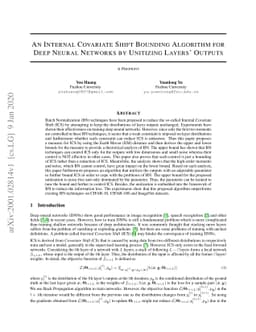 An Internal Covariate Shift Bounding Algorithm for Deep Neural Networks
  by Unitizing Layers' Outputs