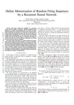 Online Memorization of Random Firing Sequences by a Recurrent Neural
  Network