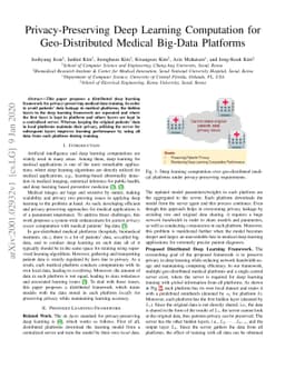Privacy-Preserving Deep Learning Computation for Geo-Distributed Medical
  Big-Data Platforms