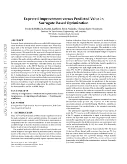 Expected Improvement versus Predicted Value in Surrogate-Based
  Optimization