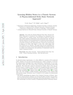 Learning Hidden States in a Chaotic System: A Physics-Informed Echo
  State Network Approach