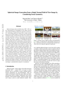 Spherical Image Generation from a Single Normal Field of View Image by
  Considering Scene Symmetry