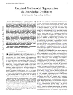 Unpaired Multi-modal Segmentation via Knowledge Distillation