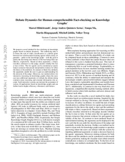 Debate Dynamics for Human-comprehensible Fact-checking on Knowledge
  Graphs