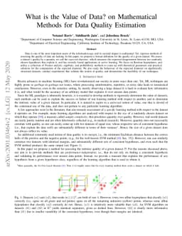 What is the Value of Data? On Mathematical Methods for Data Quality
  Estimation