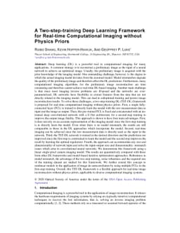 A Two-step-training Deep Learning Framework for Real-time Computational
  Imaging without Physics Priors