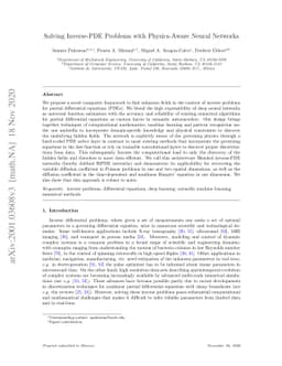 Solving inverse-PDE problems with physics-aware neural networks