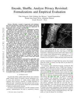 Encode, Shuffle, Analyze Privacy Revisited: Formalizations and Empirical
  Evaluation