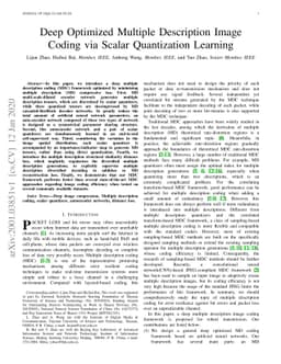 Deep Optimized Multiple Description Image Coding via Scalar Quantization
  Learning