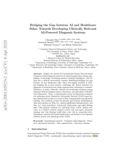Bridging the gap between AI and Healthcare sides: towards developing
  clinically relevant AI-powered diagnosis systems