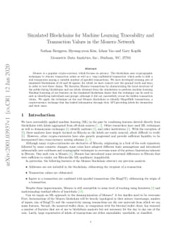 Simulated Blockchains for Machine Learning Traceability and Transaction
  Values in the Monero Network