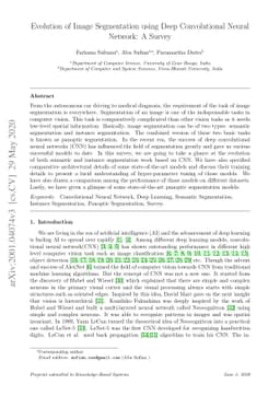 Evolution of Image Segmentation using Deep Convolutional Neural Network:
  A Survey