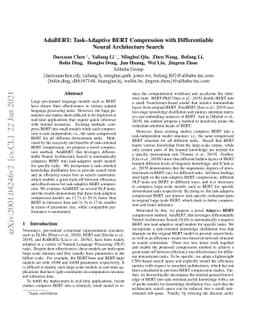 AdaBERT: Task-Adaptive BERT Compression with Differentiable Neural
  Architecture Search