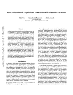 Multi-Source Domain Adaptation for Text Classification via
  DistanceNet-Bandits