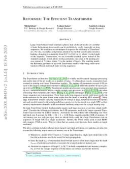 Reformer: The Efficient Transformer