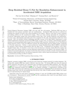 Deep Residual Dense U-Net for Resolution Enhancement in Accelerated MRI
  Acquisition