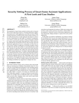 Security Vetting Process of Smart-home Assistant Applications: A First
  Look and Case Studies