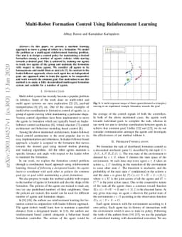 Multi-Robot Formation Control Using Reinforcement Learning