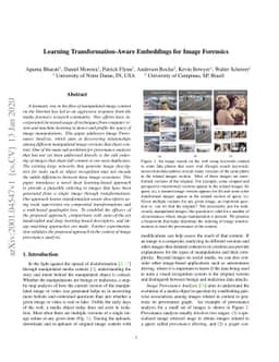 Learning Transformation-Aware Embeddings for Image Forensics