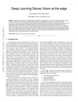 Deep Learning Stereo Vision at the edge
