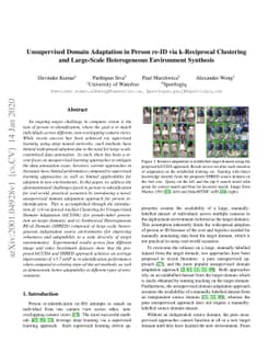 Unsupervised Domain Adaptation in Person re-ID via k-Reciprocal
  Clustering and Large-Scale Heterogeneous Environment Synthesis