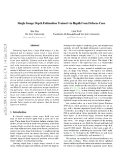 Single Image Depth Estimation Trained via Depth from Defocus Cues