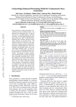 A Knowledge-Enhanced Pretraining Model for Commonsense Story Generation