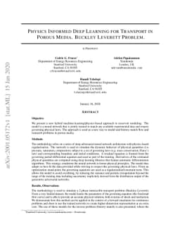 Physics Informed Deep Learning for Transport in Porous Media. Buckley
  Leverett Problem