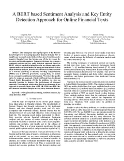 A BERT based Sentiment Analysis and Key Entity Detection Approach for
  Online Financial Texts