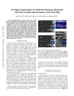 3D Object Segmentation for Shelf Bin Picking by Humanoid with Deep
  Learning and Occupancy Voxel Grid Map