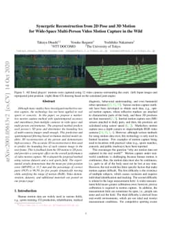 Synergetic Reconstruction from 2D Pose and 3D Motion for Wide-Space
  Multi-Person Video Motion Capture in the Wild
