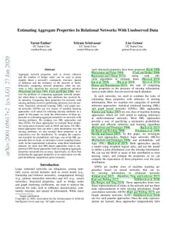 Estimating Aggregate Properties In Relational Networks With Unobserved
  Data