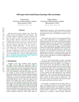 Self-supervised visual feature learning with curriculum