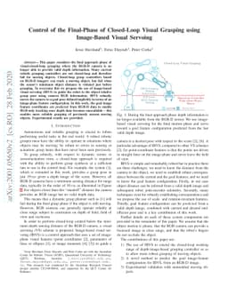 Control of the Final-Phase of Closed-Loop Visual Grasping using
  Image-Based Visual Servoing
