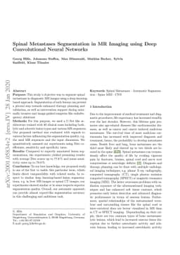 Spinal Metastases Segmentation in MR Imaging using Deep Convolutional
  Neural Networks