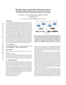 Weakly Supervised Video Summarization by Hierarchical Reinforcement
  Learning