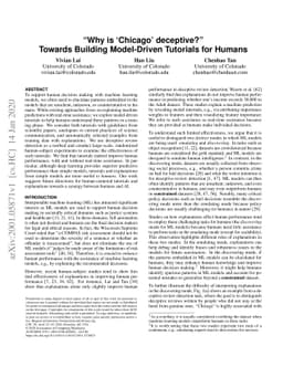 "Why is 'Chicago' deceptive?" Towards Building Model-Driven Tutorials
  for Humans