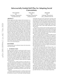 Adversarially Guided Self-Play for Adopting Social Conventions