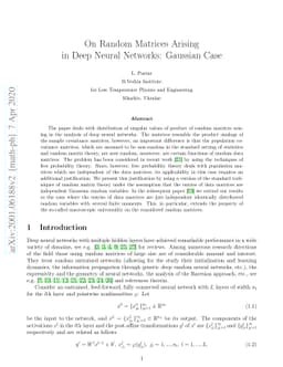 On Random Matrices Arising in Deep Neural Networks. Gaussian Case