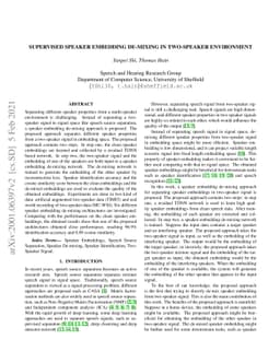 Supervised Speaker Embedding De-Mixing in Two-Speaker Environment